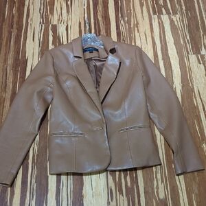 Tan Faux Vegan Leather Women's Jacket